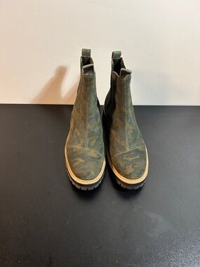 TOMS Olive Green Suede Ankle Shoe with Branded Heel Strap